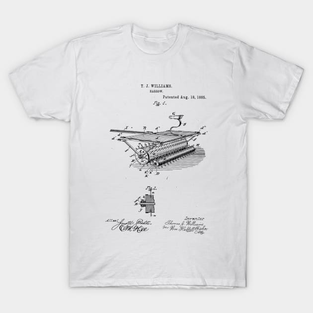 Harrow Vintage Patent Hand Drawing T-Shirt by TheYoungDesigns